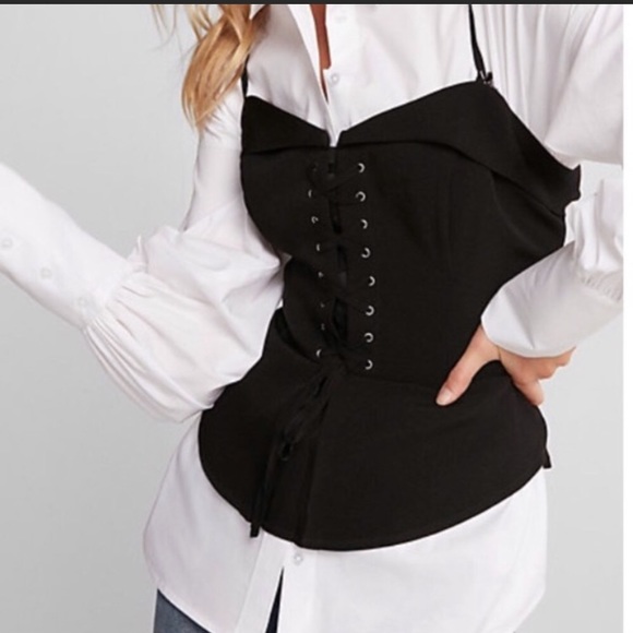 Express Black Corset Top - Picture 1 of 8